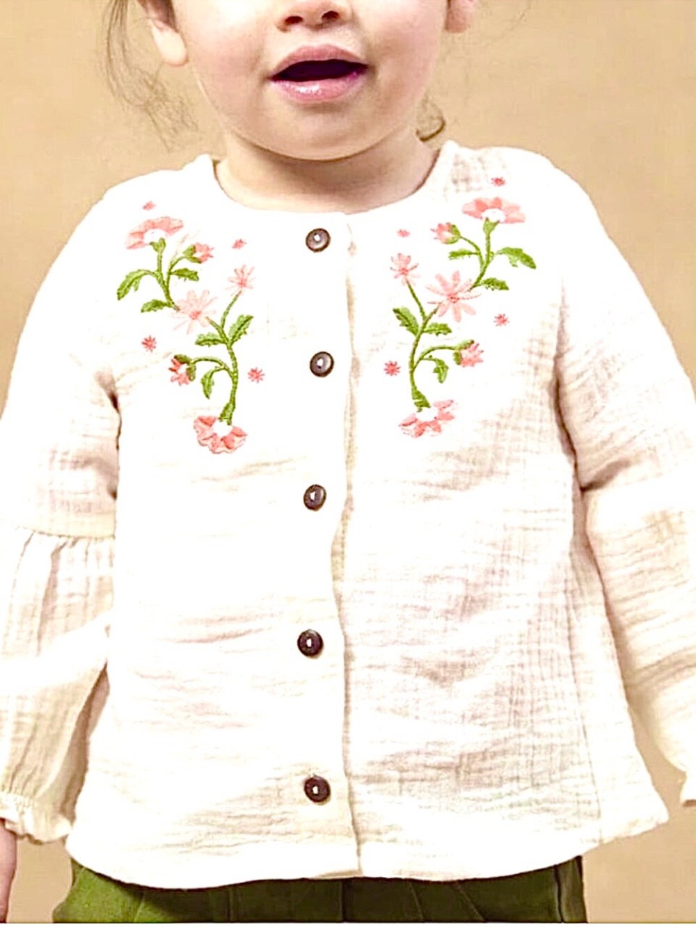 NWT CARTER'S Baby Girl Boho Embroidered Yoke White Button Front Shirt 18 mos